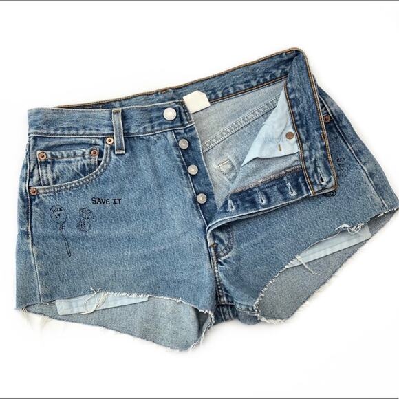 Reformation Pants - Reformation Embroidered Vintage Levi's 501 Shorts
